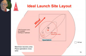 A screen shot of a video presentation, with a PowerPoint slide of a range diagram and the speaker's picture in the upper left corner