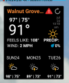 A screen shot of a weather app showing a "feels like" temperature of 108 degrees Fahrenheit.